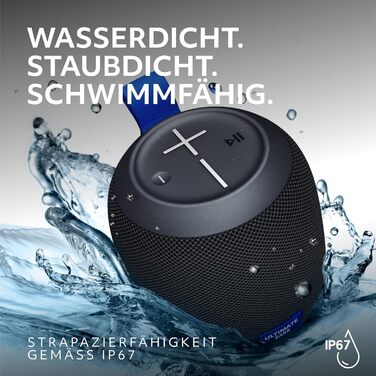 Портативна Bluetooth колонка Ultimate Ears WONDERBOOM PLAY чорного кольору: водонепроникна, з глибоким басом та 360° звуком, пилозахищена, плаваюча, радіус дії 40м
