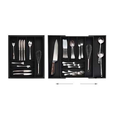 Relaxdays Extendable Bamboo Cutlery Box
