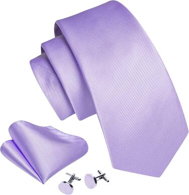 Набір краваток Barry.Wang для чоловіків з візерунком пає, тканина - шовк, з кишенькою, краваткові затискачі, формальний стиль (лавандовий)