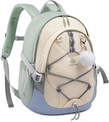 LOVEVOOK Рюкзак для підлітка, шкільний рюкзак 5 клас, рюкзак для дітей з нагрудною стрічкою, легка жіноча шкільна сумка, дитячий рюкзак LOVEVOOK від 8 років для школи, університету, дозвілля, 15.6 дюймів (зелено-біло-блакитний)