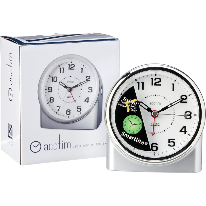 Acctim 14287 Central Alarm Clock, Silver