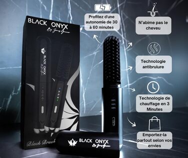 Випрямляч для волосся Black Brush Glättbürste: бездротовий, портативний, для подорожей, випрямляє волосся, підходить для тонкого волосся