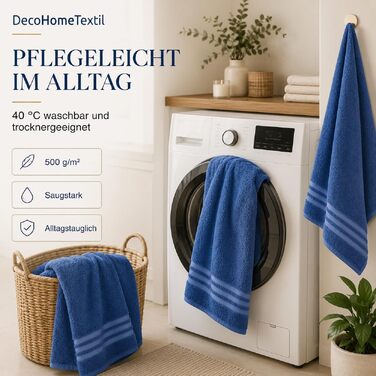 Набір рушників DecoHomeTextil Eco (6 шт.), махрові, екологічні та гігроскопічні, сині (4 шт. 70x140 см, 2 шт. 50x100 см)