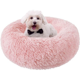 Кругле ліжко для котів та собак Nisrada, 60 см, рожеве, з неслизьким дном