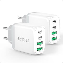 Зарядний пристрій USB-C 40W 4-портовий Cshare з PD 3.0, білий. Сумісний з iPhone, iPad, Samsung Galaxy, Android та іншими пристроями.