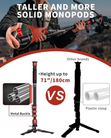 Штатив монопод IFOOTAGE Cobra 3 C180F-P з вуглецевого волокна, 181 см, максимальне навантаження 8 кг