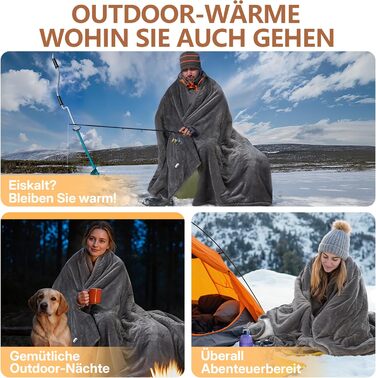 Електрична ковдра JUMMICO Kuschel-Heizdecke 180x130 см, тепла та м'яка - 6 режимів нагріву, таймер 12 годин, пральна, для дивану, ліжка, офісу (сіра)