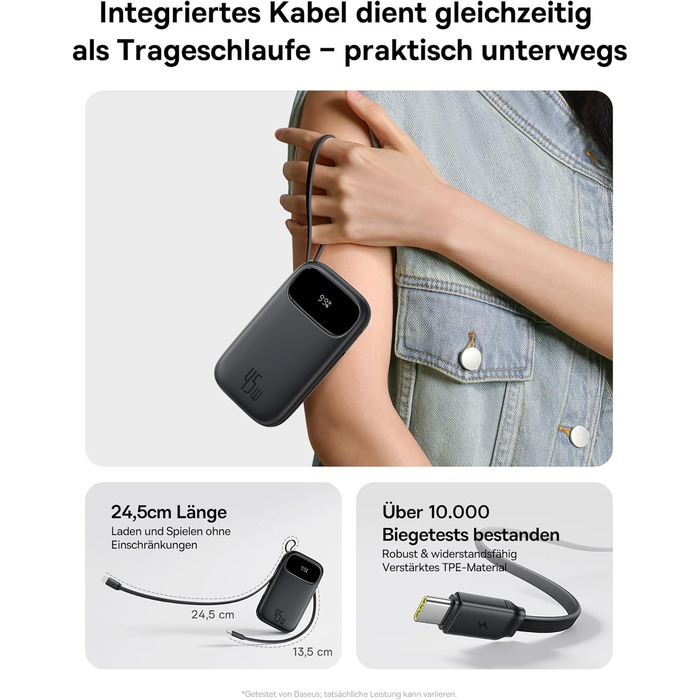 Power Bank Baseus QPow3 20000mAh 45W з 3 USB-C та 1 USB-A, LED дисплеєм, PD3.0/QC4.0, чорний