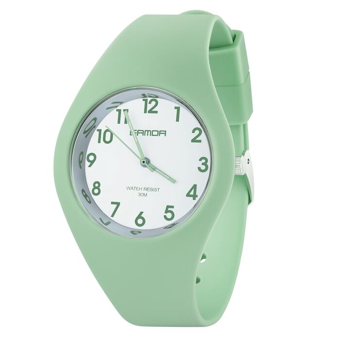Жіночий годинник: аналоговий кварцовий годинник з силіконовим ремінцем. Спортивний годинник для студентів та дорослих (зелений)