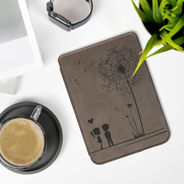 Чохол kwmobile для Kobo Clara BW/Clara Colour/Tolino Shine (5)/Shine Color - чохол з штучної шкіри (Pusteblume Love Grey)