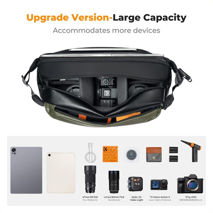 Сумка для камери K&F Concept: велика фотосумка на плече для Canon, Nikon, Sony, DJI Mavic