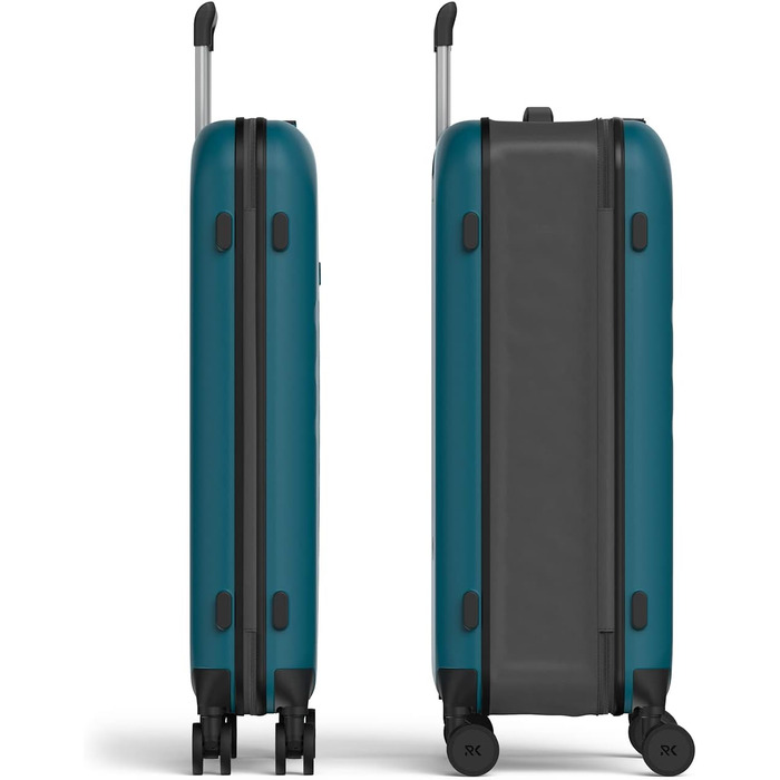 Чемодан Rollink Vega 360, 104L, 4 колеса, чорний, з інноваційним замком, міцний, екологічний (Carry-On, Deep Lagoon)