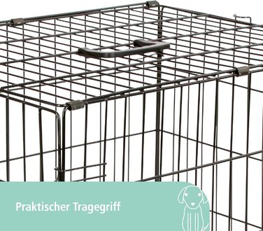 Кірбл Pet Gittertransportbox - переносна клітка для собак, чорна, метал, 63x48x57 см, з висувною пластиковою підставкою