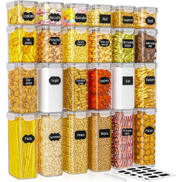 Набір з 24 герметичних контейнерів для зберігання продуктів та органайзер для холодильника, BPA-free, об'єм 42L, з етикетками