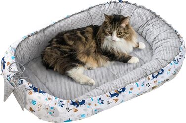 Килимок для котів та собак Medi Partners 75x60x10 см, м'яке ліжко-гніздо з зірками (Boho Animals)