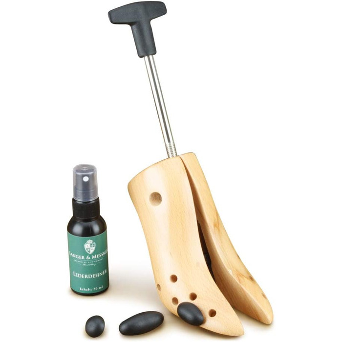 Langer & Messmer shoe stretchers for women against tight shoes, boots, or high heels - made of solid beechwood and metal mechanics - stretches in width or length & incl. leather stretching spray (EU 37/39.5, UK 4.5/6, High Heels)