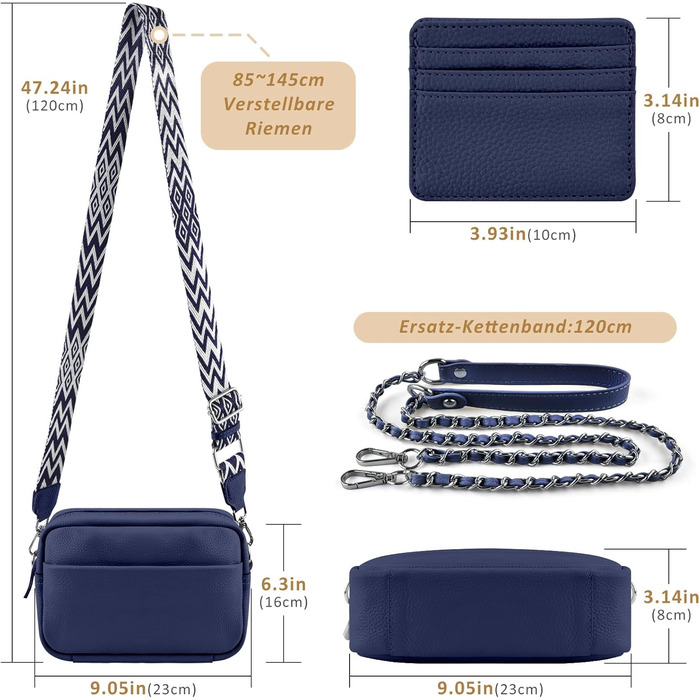 Сумка жіноча BROTOU через плече зі шкіри, крос-боді, чорна. Маленька сумка з 3 відділеннями та широким ременем