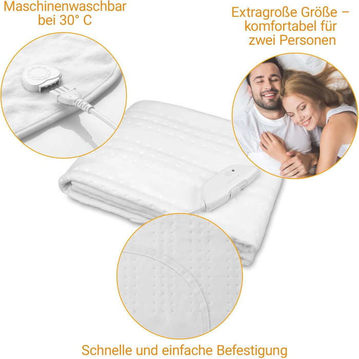 Електрична грілка Medisana 150x80 см з автовимкненням та захистом від перегріву, 3 режими температури, пральна, HU 676