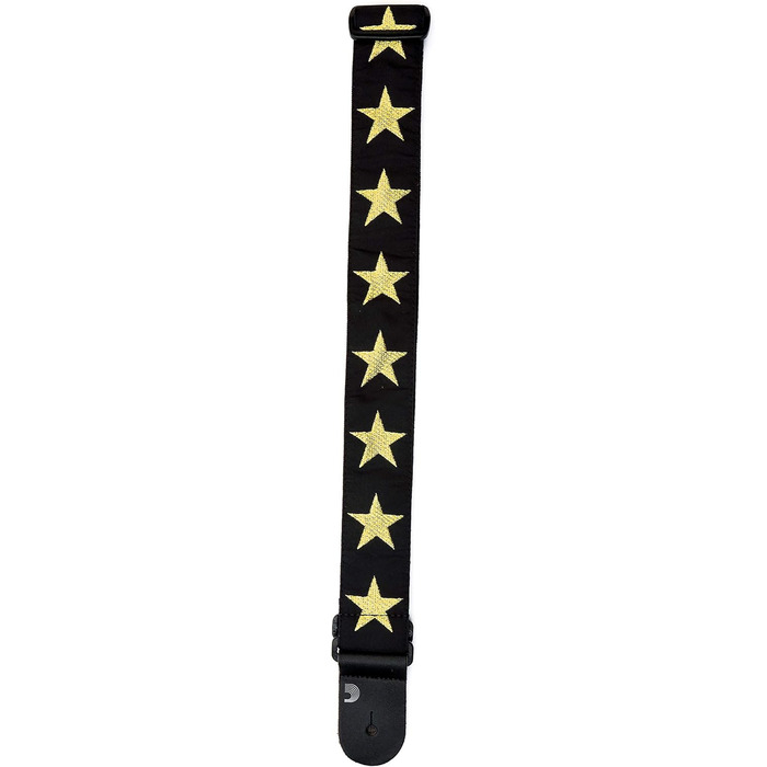 Ремінь для гітари D'Addario Planet Waves 50E08 з нейлону, Retro Classic Collection, довжина 1450 мм, ширина 50 мм (золота зірка)