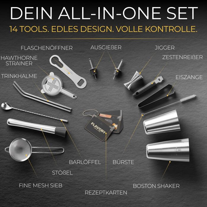 Набір для коктейлів EMPATION: 8 предметів, Boston Shaker 825мл, нержавіюча сталь, для початківців та професіоналів, сріблястий, преміум подарунок