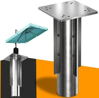 4smile Ground Sleeve Parasol - Ground Anchor Gazebo Parasol with Base Plate for Embedding, Timeless Quality - Universal Parasol Stand Gazebo Parasol, Load Capacity up to 500 kg