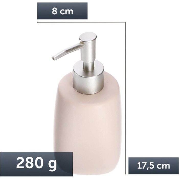 Дозатор для мила KADAX: керамічний диспенсер для рідкого мила, мийного засобу та лосьйону для ванної та кухні (Бежевий)