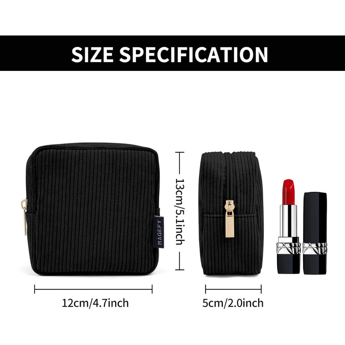 Косметичка MAGEFY: 2 шт. (бежева + чорна), з відділеннями, для подорожей, з корду, для жінок