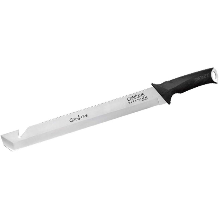 Camillus Carnivore MAXX 2.0 Machete made from durable 420 stainless steel with a titanium coating, ideal for hunting, hiking, camping, survival. Machete with shaped sheath, 58.4 cm