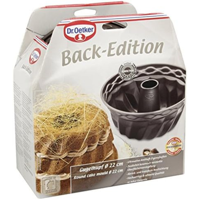 Dr. Oetker Gugelhupf Ø 22 cm, round baking tin from the Back-Edition series made of steel, Bundt tin with non-stick coating (color: brown), quantity: 1 piece