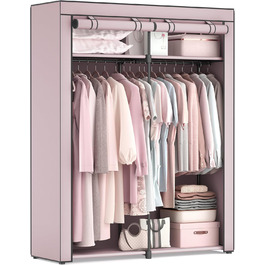 SONGMICS Storage Cabinet, Portable, with Hanging Rod, Foldable, Wardrobe, Bedroom, Office, 140 x 43 x 174 cm, RYG02GY (Violet-Lavender)