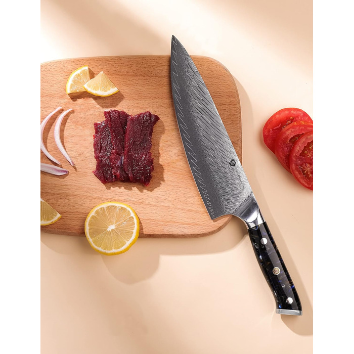 Японський ніж WILDMOK Santoku 20см з дамаської сталі, VG10, ручка з композитного матеріалу, ніж для кухні