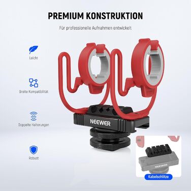 Кріплення мікрофону NEEWER Shock Mount з холодним башмаком та 1/4” різьбою, сумісний з Rode NTG, Sennheiser MKE600, Audio Technica AT875R, MH1