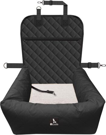 Bluzelle 2-in-1 Dog Car Seat & Bed - Oxford Fabric, Washable, Non-Slip - for Small & Medium Dogs - Black