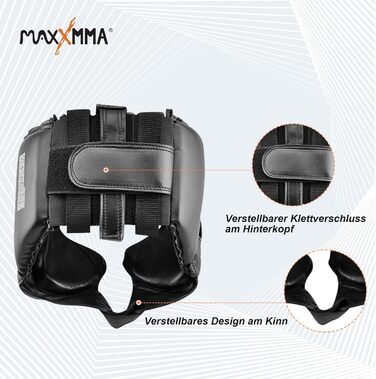 MaxxMMA Headgear L/XL - Boxing, MMA, Kickboxing, Sparring, Karate, Taekwondo - Black