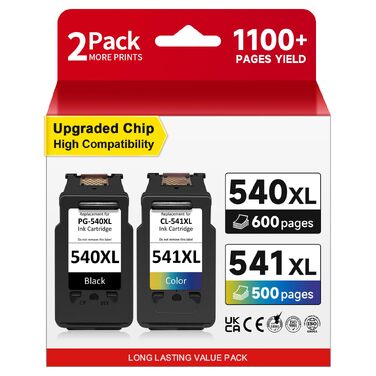 Картриджі Canon 540 541 XL Multipack (чорний та кольоровий), сумісні з Pixma TS5150, TS5151, MX475, MG3600, MG3650, MG4200, MG4250, ресурс 1100+ сторінок