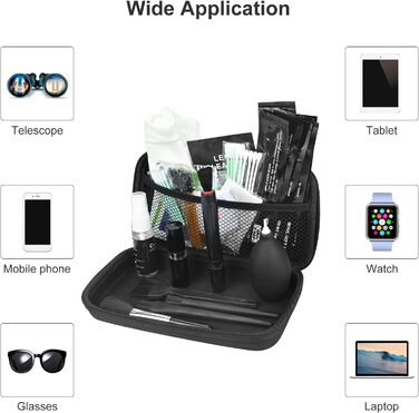 Набір для чищення камери 20-в-1: об'єктиви, фільтри, смартфони. Комплектація: стік, щітка, повітряний дмухник, мікрофібра.