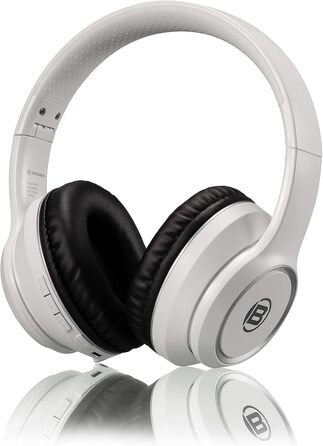 Навушники Bresser Bluetooth Over-Ear з мікрофоном для геймінгу та дзвінків, 3.5 мм, білі