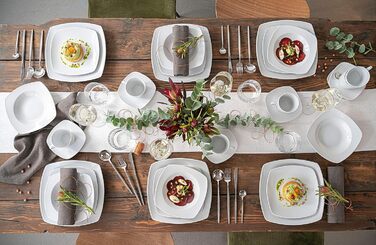 Singer | Soup Plates Markant in White, 6-Piece Soup Bowl Set for 6 People, Porcelain Bowl Set, Square | PREMIUM COLLECTION Soup Bowl Set 6 Pcs