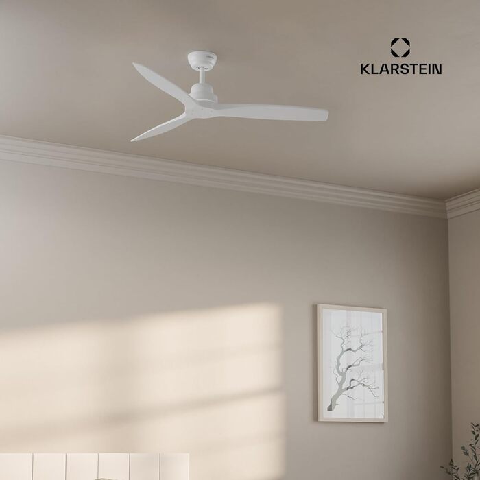 Стельовий вентилятор Klarstein Santa Elena Smart WiFi з пультом, 6 швидкостей, білий, 132 см