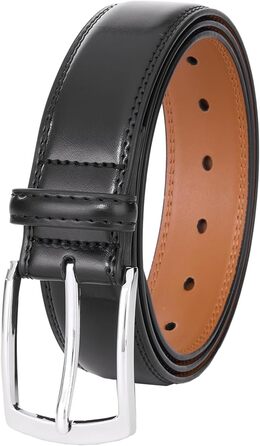 Чоловічий шкіряний ремінь VRLEGEND 35 мм для бізнесу та офіційних заходів, ремінь до костюма, з подарунковою коробкою, чорний, розмір 38W-41W (120 см)