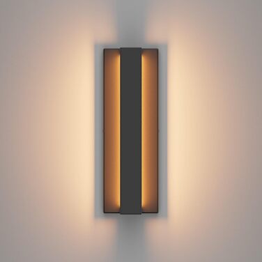 Klighten LED стінна лампа 16W, чорна, для дому, тепле світло 3000K, з алюмінію та нержавіючої сталі