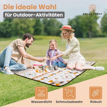 Engelstoff® Waterproof Picnic Blanket - Boho Blanket 200x200 cm - XXL Beach Blanket - Waterproof Blanket for Outdoor Use, Insulated, for Swimming Pools, Beach, Park, Travel, Hiking, Playground, Camping including e-Book