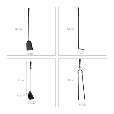 Relaxdays Fireplace Set with Bucket, 5-Piece
