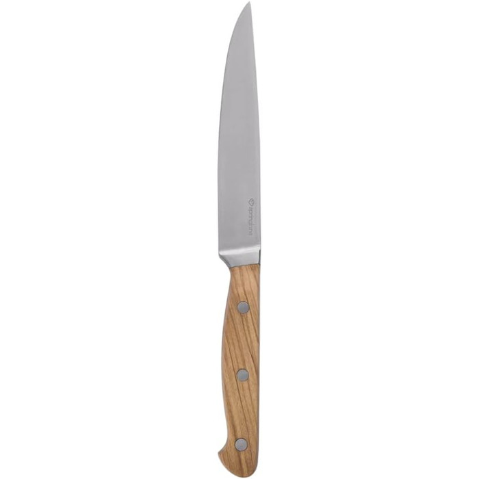 SPRINGLANE Steak Knife Set, 4 Pieces with Elegant Olive Wood Handles, Cutlery Set with Wooden Handles, 12.5 cm Blade Length Made of German Steel, including Gift Box