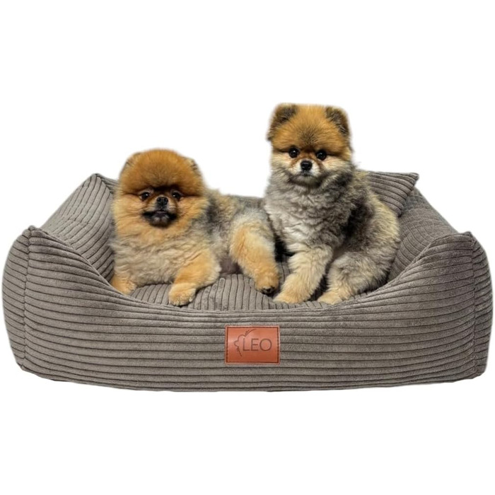 Ліжко для собак Leo4dog: зручне собаче ліжко з знімним, миючим покриттям (колір коричневий, розмір L 100x80)