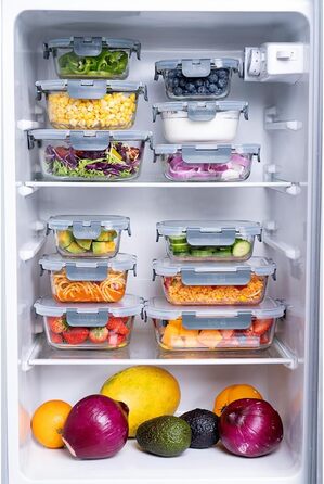 Набір контейнерів для їжі Igluu Meal Prep (12 шт.) – 1050 мл, Borosilikatglas, BPA-free, мікрохвильовка, духовка, морозильник, посудомийна машина, витікання