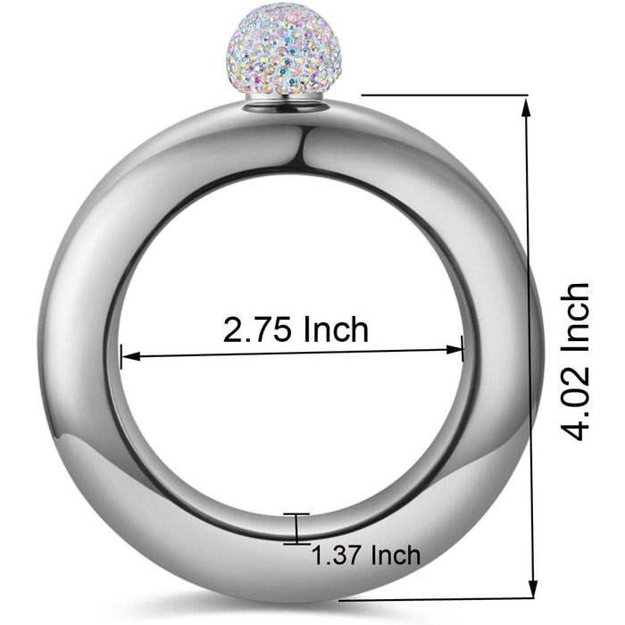 Набір флакончиків Qingo з браслетом, перстнем та флаконом, креативний нержавіючий сталь, 304 сталь, 100 мл, чорний з кришкою зі стразами (рожевий з кришкою зі стразами)