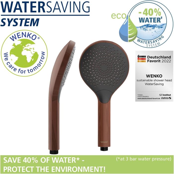 Watersaving Showerhead Wood