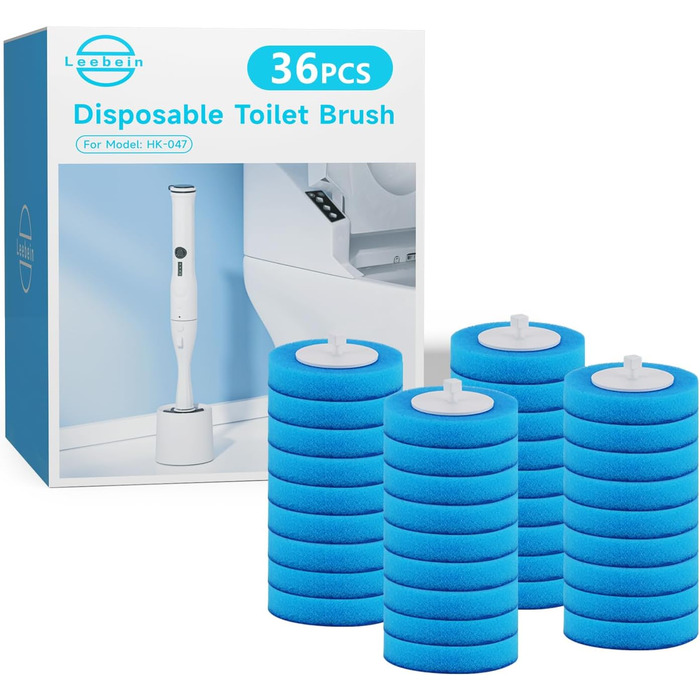 Electric Toilet Brush and Holder, Leebein Electric Toilet Bowl Scrubber Kit with 8 Replaceable Brush Heads, Disposable Toilet Brush with 6 Cleaning Refills, 2 Grout Brushes (Replacement Brush 36)