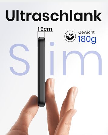 Power Bank Riapow 10000mAh з бездротовою зарядкою, PD 20W, USB-C, LED-індикатор (Чорний)